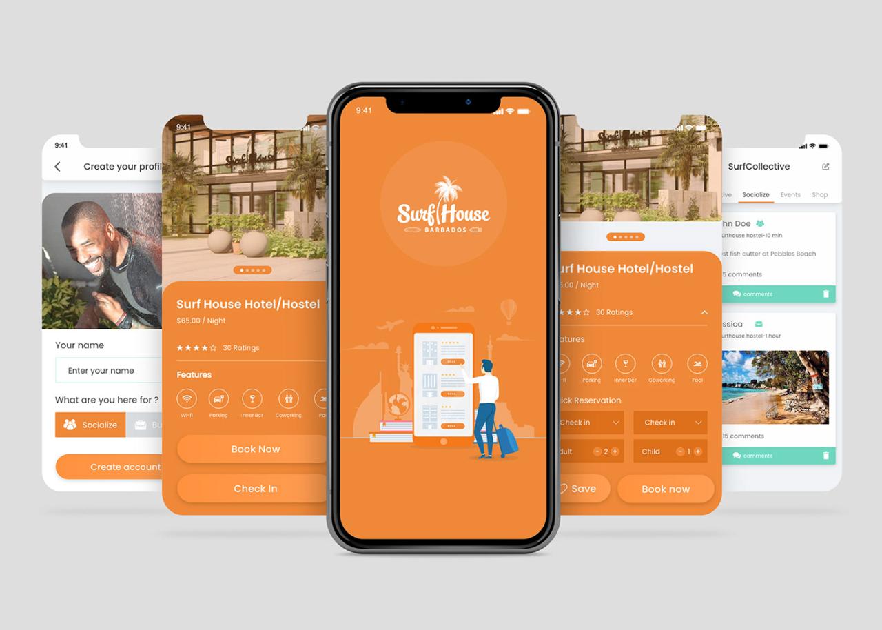 Ui booking hotel app concept xd adobe elements resource submit